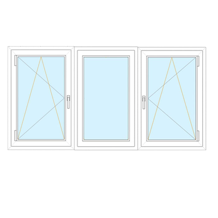 Finestra in PVC 1 anta + fisso + 1 anta 188x156