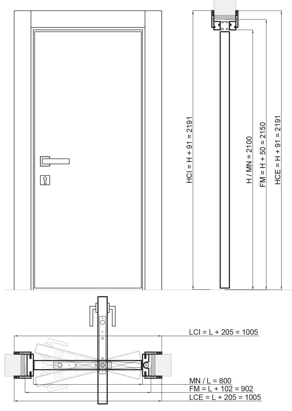 Porta da interno 1 anta rototraslante CALCE