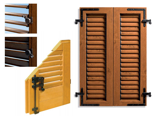 Persiana Legno Portafinestra stecca fissa cardini 3 ante
