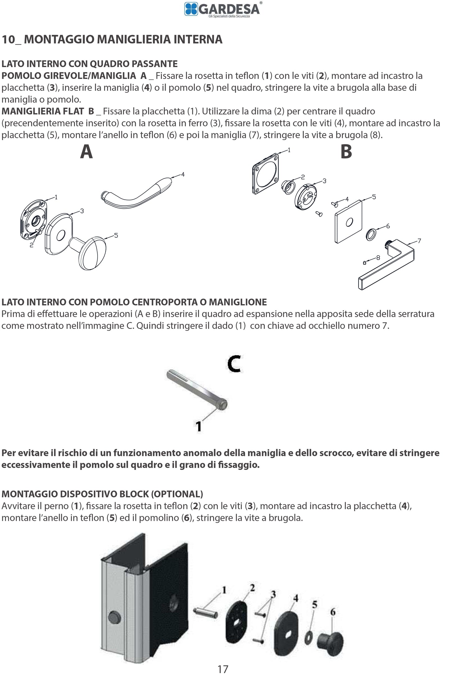 KIT MANIGLIERIA PORTA BLINDATA QUADRA ARGENTO