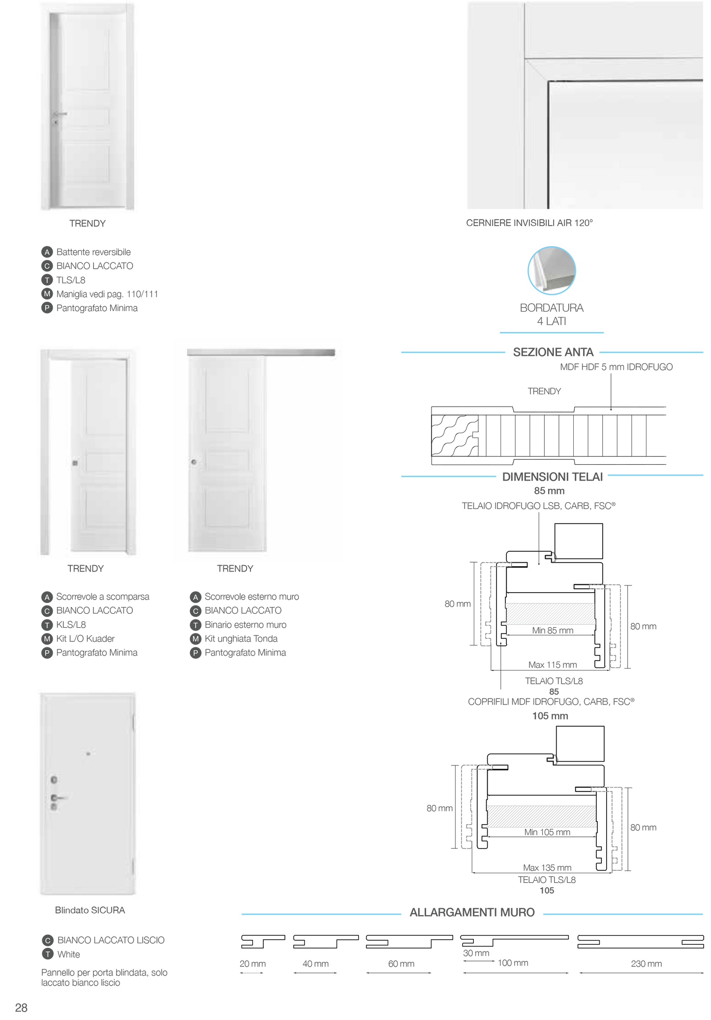 Porta da interno 1 anta battente TRENDY BIANCO LACCATO