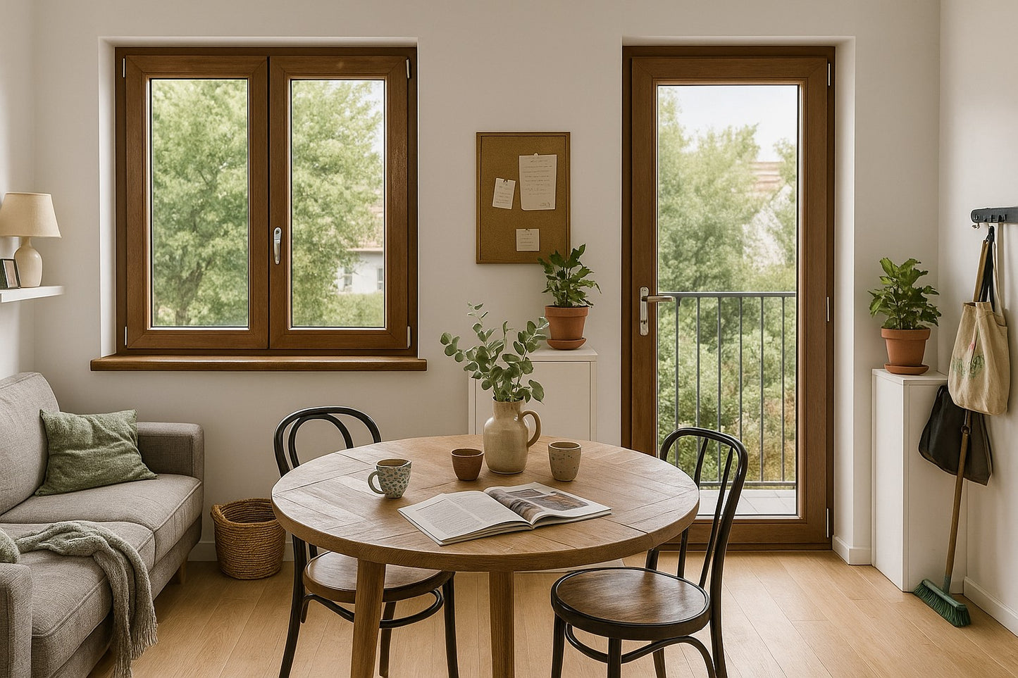 Finestra in LEGNO mordenzato 3 ante con ribalta - Isolamento termico e acustico