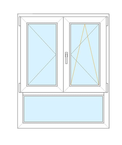 Finestra in PVC 2 ante cm 135x133 con sottoluce fisso cm 135x100