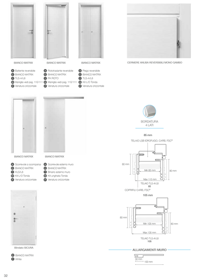 Porta da interno 1 anta battente BIANCO MATRIX VETRO