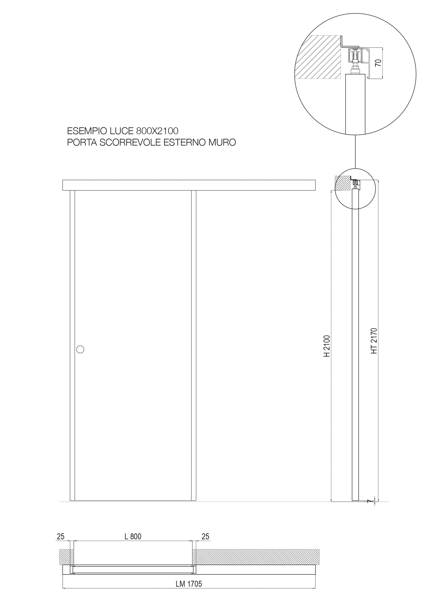 Porta 1 anta scorrevole esterno muro BIANCO STRUTTURA