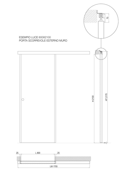 Porta 1 anta scorrevole esterno muro BIANCO STRUTTURA