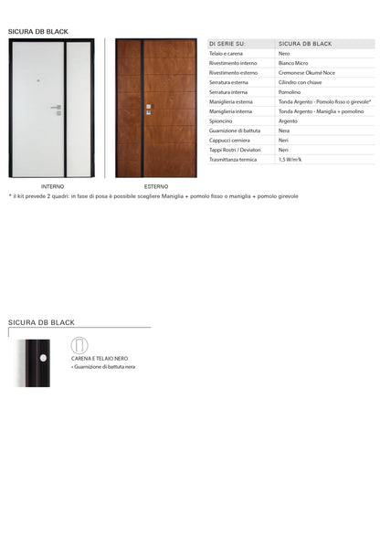 Porta blindata 2 ante SICURA DB BLACK Pannelli standard
