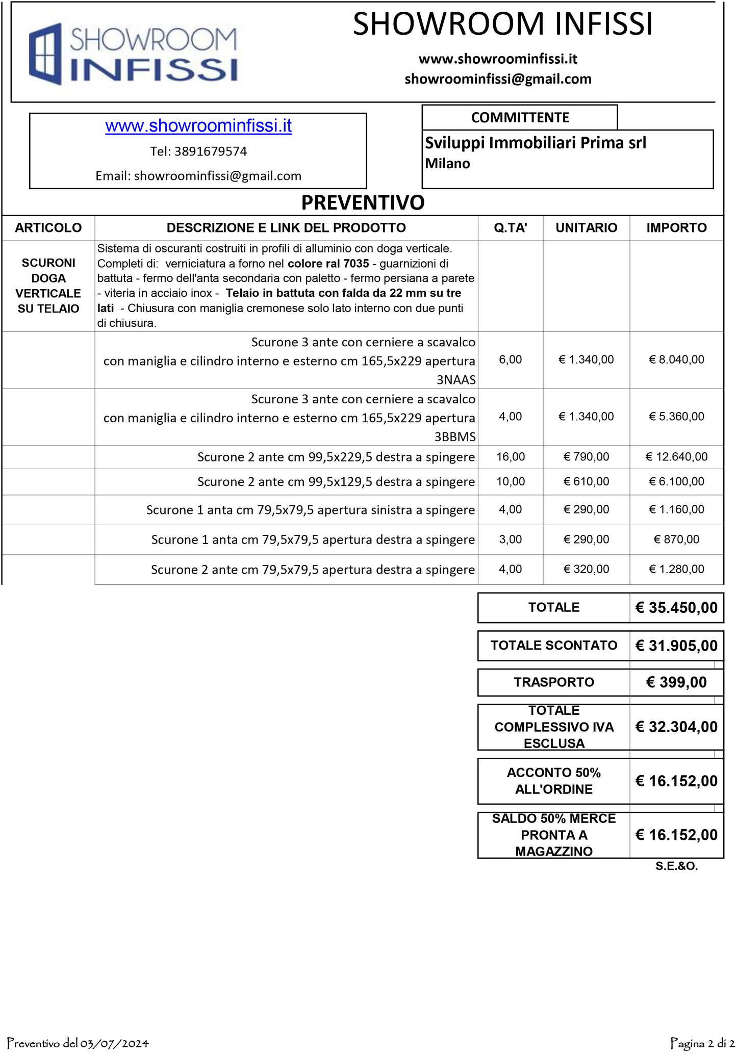 Acconto preventivo 16/06