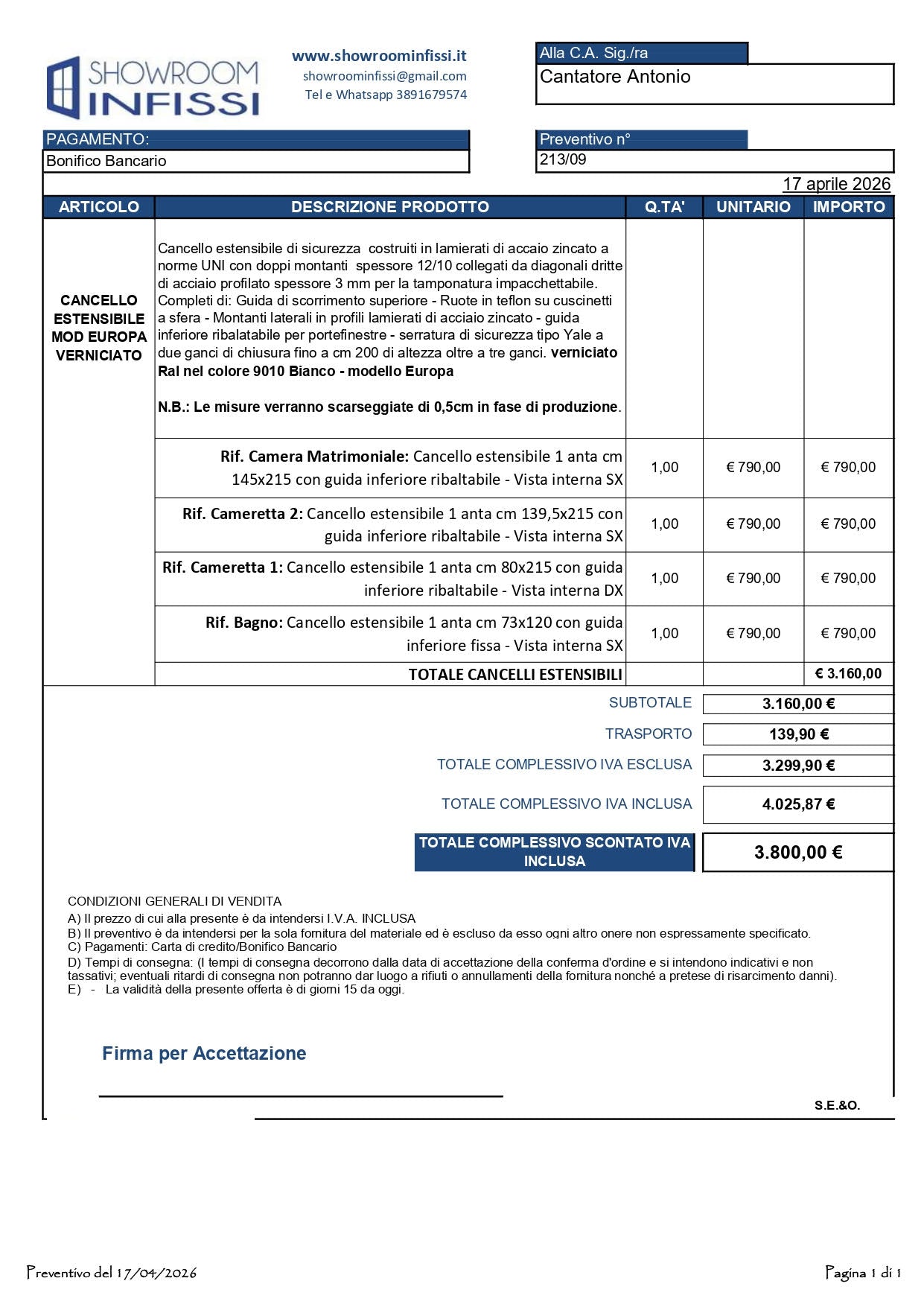 Preventivo n* 99 del 15.04.2026