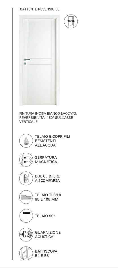 Porta da interno 1 anta battente SUITE PRO BIANCO LACCATO