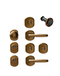KIT MANIGLIERIA PORTA BLINDATA TONDA BRONZO