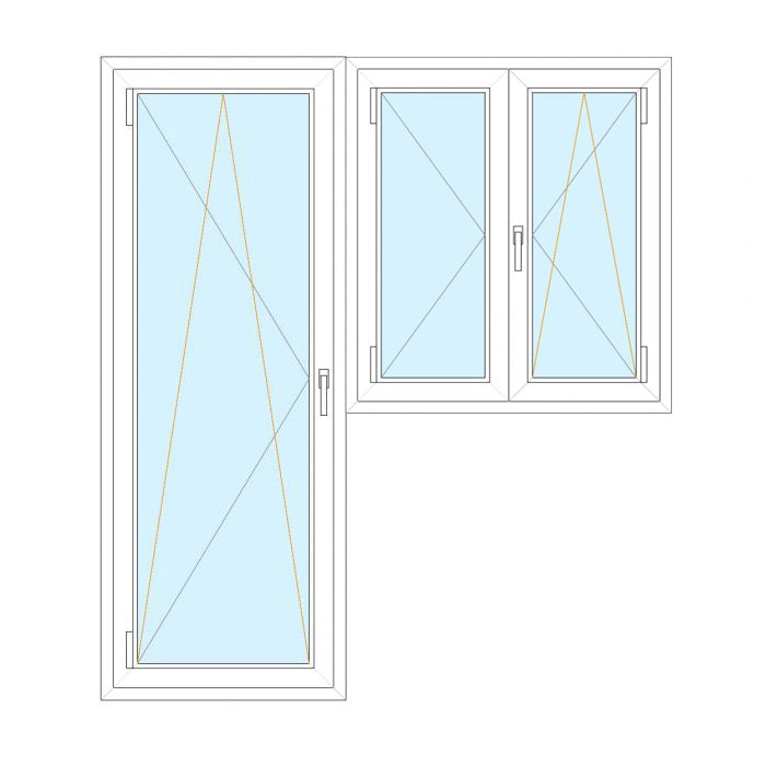 Portafinestra a bandiera in LEGNO MORDENZATO/ALLUMINIO EFFETTO LEGNO 70x240-130x150