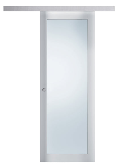 Porta da interno 1 anta scorrevole esterno muro BIANCO HD VETRO