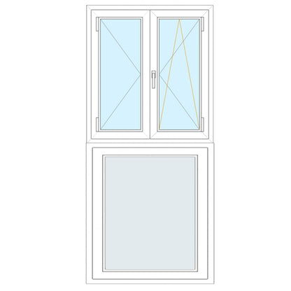 Finestra in PVC 2 ante  117x137 con fisso inferiore 117x100 (tot 117x237)